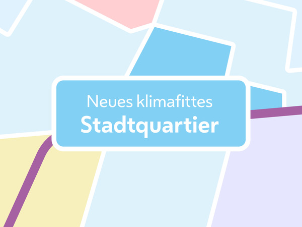 stilisierte Darstellung des Stadtquartiers Heudjöchl mit Titel
