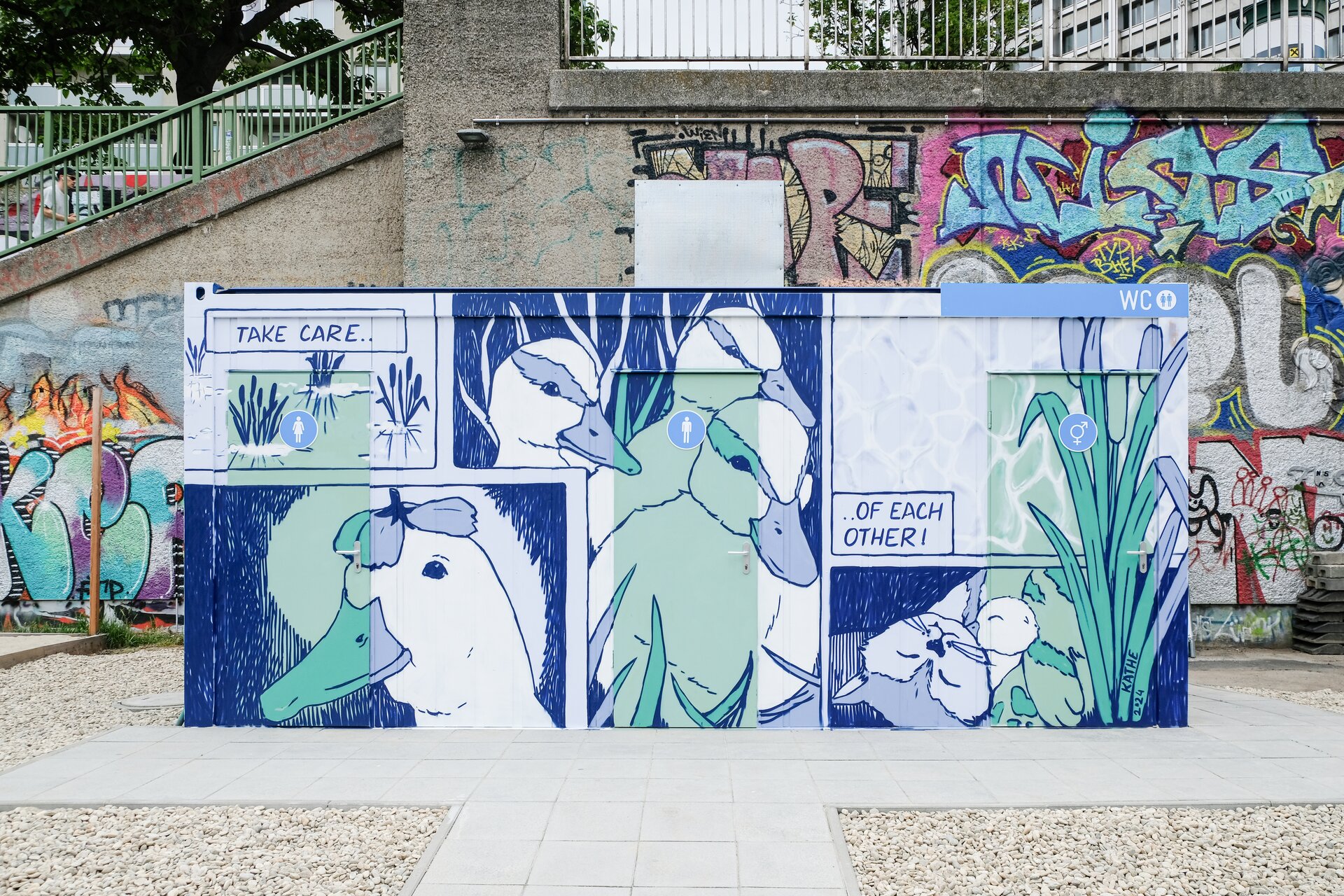 Neu gestaltete Toiletten am Wiener Donaukanal